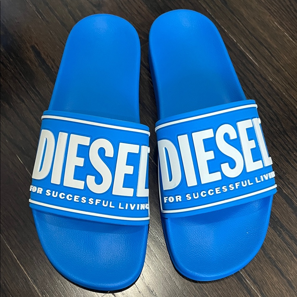 Diesel Vibrant Blue Slide Sandals